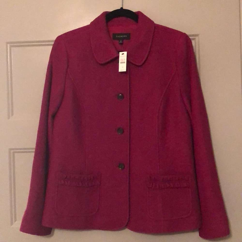 NWT Talbots Wool Blazer Size 10 Deep Pink